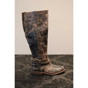 Bed Stu Women's Size 6.5 Brown Black Riding Boots Distressed Leather Tall Shoes